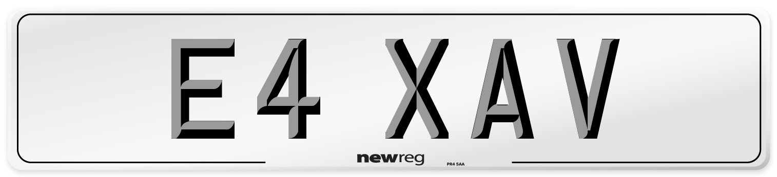 E4 XAV Number Plate from New Reg